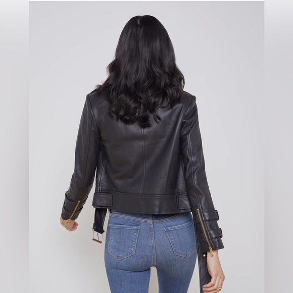 NWT - L’AGENCE Billie Belted Leather Jacket - Size Small - Brown Lambskin - Picture 3 of 16